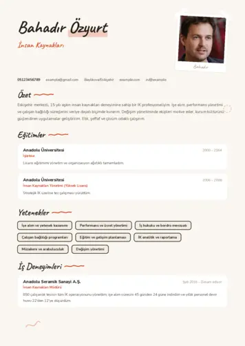 İnsan Kaynakları Cv Örnekleri cv indir